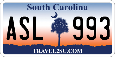 SC license plate ASL993