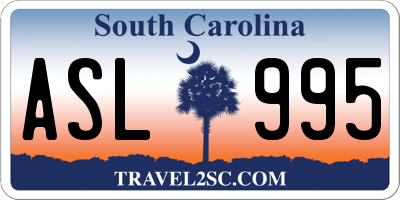 SC license plate ASL995
