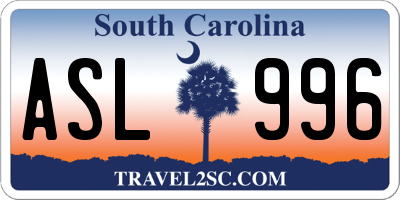 SC license plate ASL996