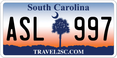 SC license plate ASL997