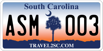 SC license plate ASM003