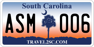 SC license plate ASM006
