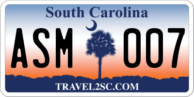 SC license plate ASM007