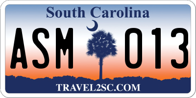 SC license plate ASM013
