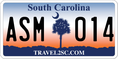 SC license plate ASM014