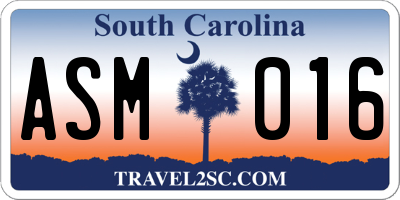 SC license plate ASM016