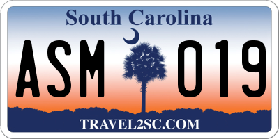 SC license plate ASM019