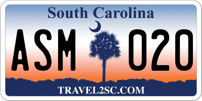 SC license plate ASM020