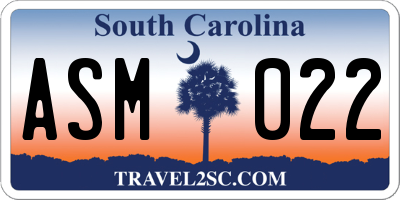 SC license plate ASM022