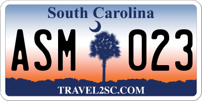 SC license plate ASM023