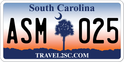 SC license plate ASM025
