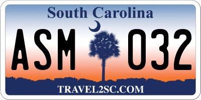 SC license plate ASM032