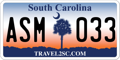 SC license plate ASM033