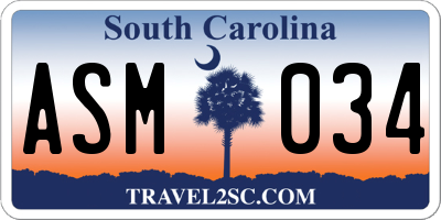 SC license plate ASM034