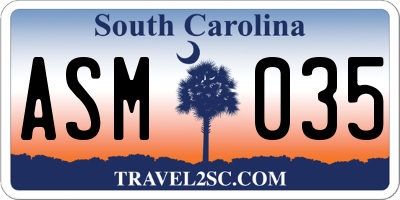 SC license plate ASM035