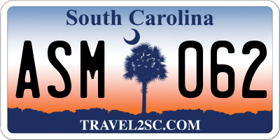 SC license plate ASM062
