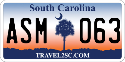 SC license plate ASM063