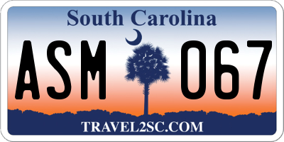 SC license plate ASM067
