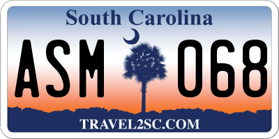 SC license plate ASM068