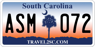 SC license plate ASM072