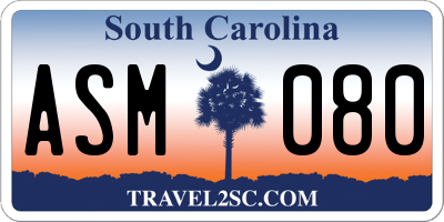 SC license plate ASM080