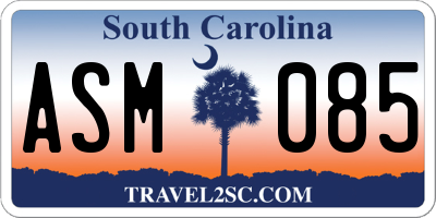 SC license plate ASM085