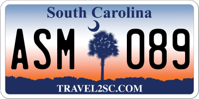 SC license plate ASM089