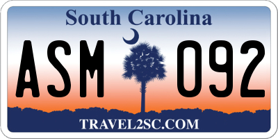 SC license plate ASM092