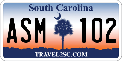 SC license plate ASM102