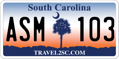 SC license plate ASM103
