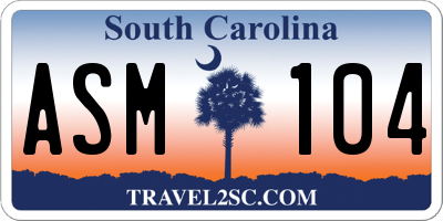 SC license plate ASM104