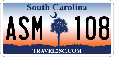 SC license plate ASM108
