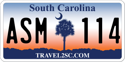 SC license plate ASM114
