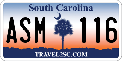 SC license plate ASM116