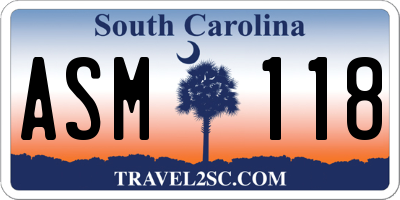 SC license plate ASM118