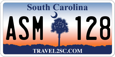 SC license plate ASM128