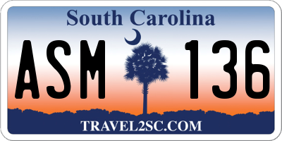 SC license plate ASM136