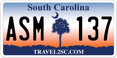 SC license plate ASM137