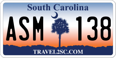 SC license plate ASM138
