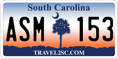 SC license plate ASM153