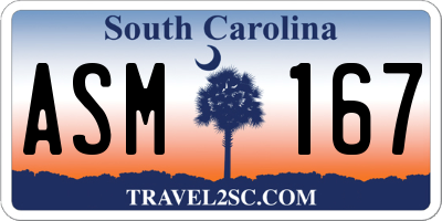 SC license plate ASM167