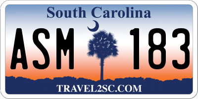SC license plate ASM183
