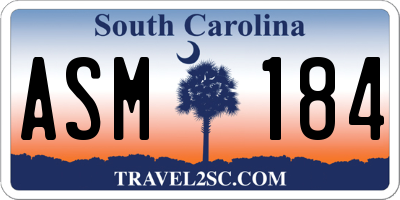 SC license plate ASM184