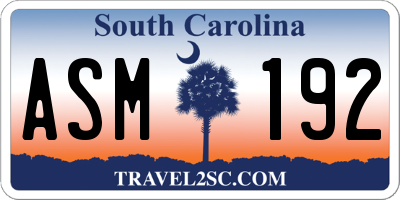 SC license plate ASM192