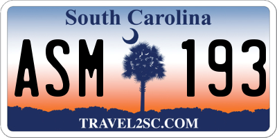 SC license plate ASM193