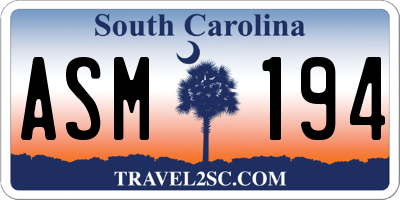 SC license plate ASM194