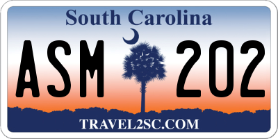 SC license plate ASM202