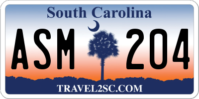 SC license plate ASM204