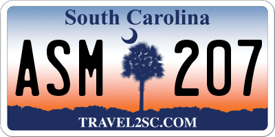 SC license plate ASM207