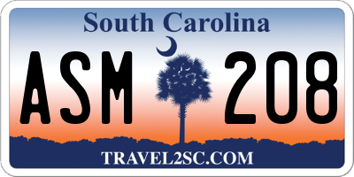 SC license plate ASM208